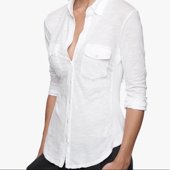 James Perse Sheer Slub Side Panel Shirt 